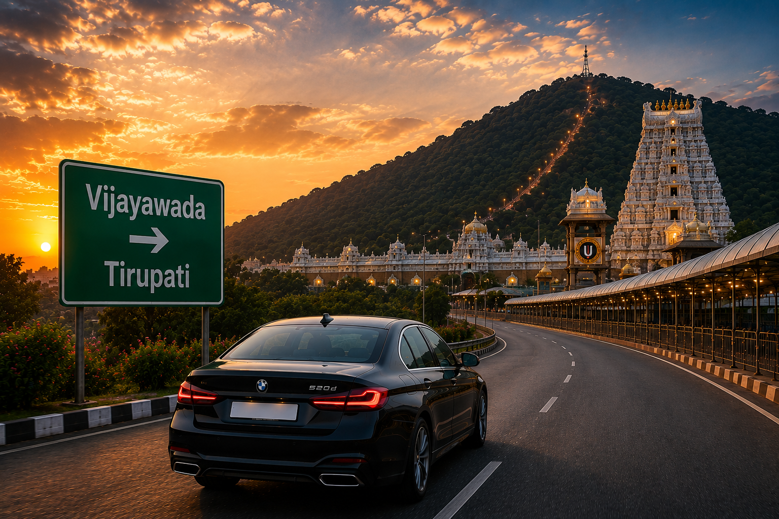 Vijayawada to Tirupati route